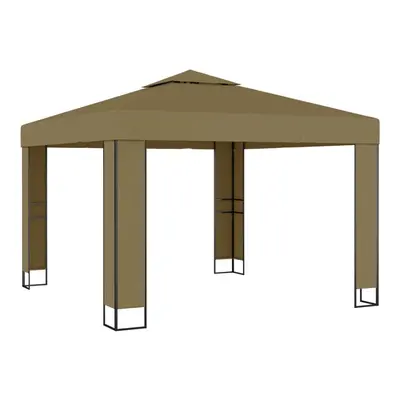 vidaXL Gazebo with Double Roof 3x3x2.7 m Taupe g/mÂ² Garden Canopy Shelter