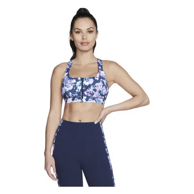 (S, Blue/Lavender) Skechers Womens/Ladies Misty Floral Zip Front Sports Bra