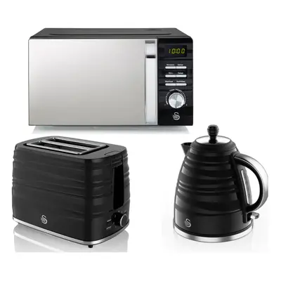 Swan Symphony Black Kettle, Slice Toaster & Digital Microwave