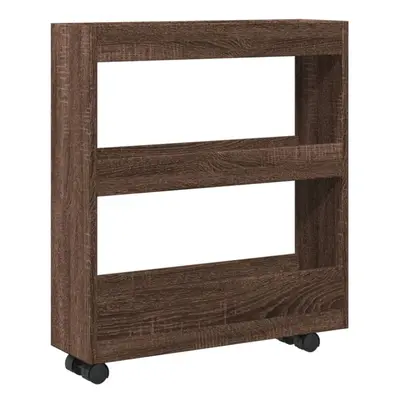 vidaXL Narrow Storage Trolley Tier Bookcase Shelf Brown Oak Engineered Wood