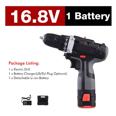 (One Battery, EU Plug) 7500mAh Speed Electric Drill 25+3 Torque Power Driver Drills Multi-functi