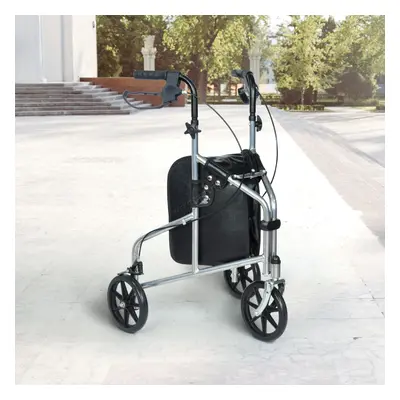 (Silver) WestWood Foldable Wheels Rollator With Shopping Bag Brakes Seniors Elderly