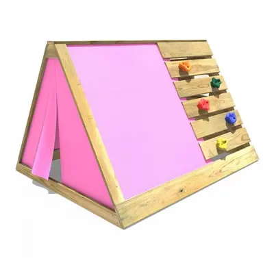 (Pink) Rebo Mini Wooden Climbing Pyramid Adventure Playset and Den