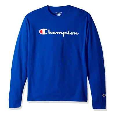 Champion Men's Cotton Long Sleeve Tee Surf The Web/Patriotic Script