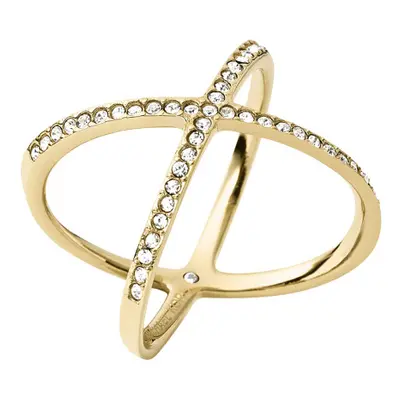 Michael Kors Stainless Steel and Pav? Crystal X Ring for Women Size: