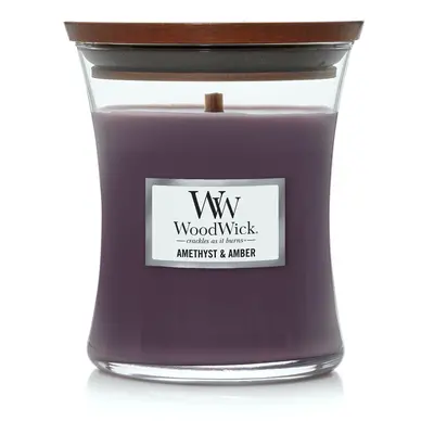 WoodWick Medium Hourglass Candle Amethyst/Amber - Premium Soy Blend Wax Pluswick Innovation Wood