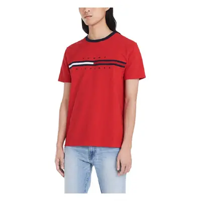 Tommy Hilfiger mens Short Sleeve Logo T-shirt T Shirt Apple Red Medi