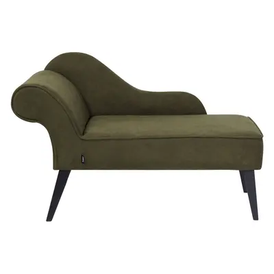 Left Hand Fabric Chaise Lounge Olive Green BIARRITZ