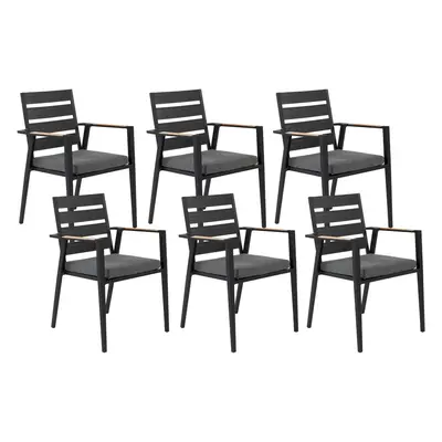 Set of Garden Chairs with Cushions TAVIANO Metal Black