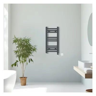 (Anthracite, 600x300mm) Prefilled Electric Straight Heated Towel Rail Radiator Ladder Warmer