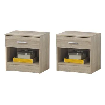 Rio Costa Sonoma Oak Colour 2x Bedside Table Cabinet Bedroom Nightstand Drawer