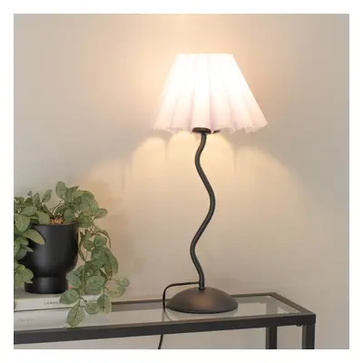 ValueLights Wiggle Grey Scallop Taper Shade Lilac Metal Table Lamp