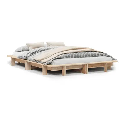 (natural, x cm) vidaXL Bed Frame Home Bedstead Bed Base Mattress Foundation Solid Wood Pine