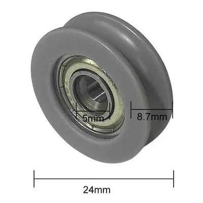 (24mm 625ZZ) Nylon U-Groove Bearings - Double Metal Shielded Chrome Steel Ball Bearings (10pcs) 