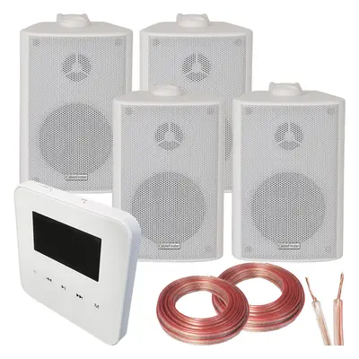 100W WiFi & Bluetooth Wall Mounted Amplifier & 4x 60W White Wall Speakers System