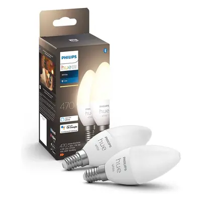 Philips Hue New White Smart Light Bulb Candle Pack [E14 Small Edison Screw] Works with Alexa, Go