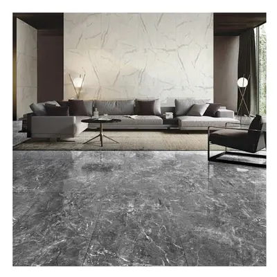 48Pcs Dark Grey 3D Stone Marble Effect Self Adhesive PVC Floor Tiles