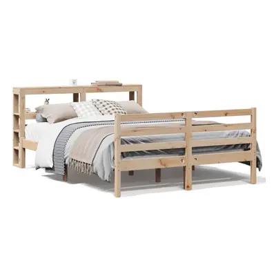 vidaXL Bed Frame with Headboard Bed Base Bedstead 120x200 cm Solid Wood Pine