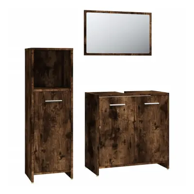 (smoked oak) vidaXL Bathroom Furniture Set Piece Engineered Wood Storage Multi Colours