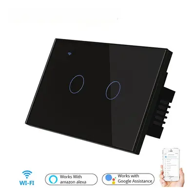 (Black) US WiFi Smart Lights Wall Touch Switch APP Voice Remote Control Wireless Lamp Smart Home