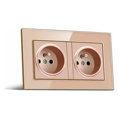 (Gold, FR Plug) Socket Switch 86*86 PC Glass Panel Eu German France Plug Wall Socket Smart Home 