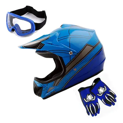 WOW Youth Kids Motocross Helmet BMX MX ATV Dirt Bike Helmet Spider Blu