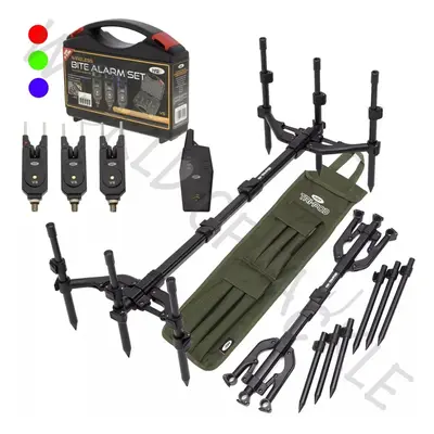 NGT Rod Pod and Wireless Alarm Set Receiver Carp Fishing TRI-POD Carry Case