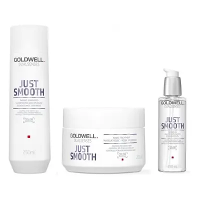 Goldwell Dualsenses Just Smooth Taming Shampoo 250ml, 60sec Treatment 200ml and Oil 100ml