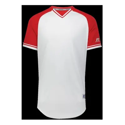 Russell R01X3M.03R.S Adult Classic V-Neck Jersey, White & True Red - Small