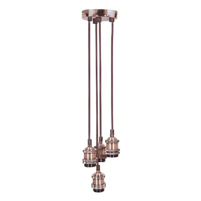 Quad E27 Bright Copper Rose Vintage Lighting Pendant with 1.8m Cables