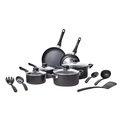 Amazon Basics Non-Stick cookware 15-Piece Set, Pots, Pans and Utensils, Black