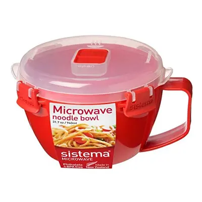 Sistema Microwave Noodle Bowl, BPA-Free Dishwasher Safe, ml, Red/Clear (Pack of 2)