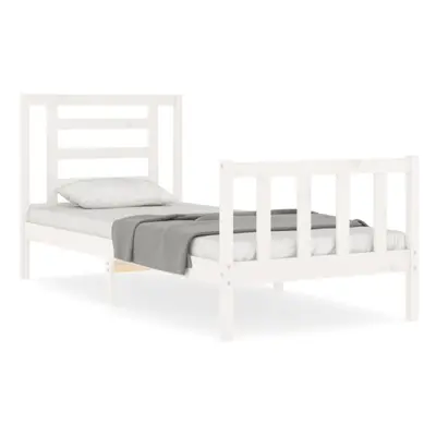 (white, x cm) vidaXL Bed Frame Bed Base Platform Bed with Headboard Grey Single Solid Wood