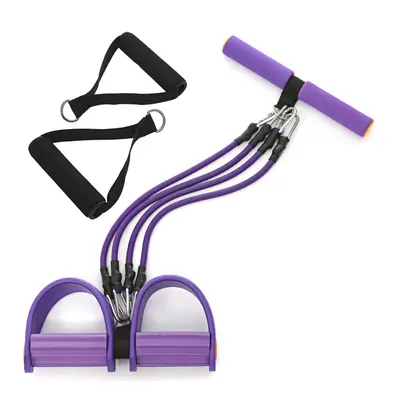 (Purple) Multifunction Resistance Tesion Rope AB Training Leg Exerciser Fitness Pull Rope with F