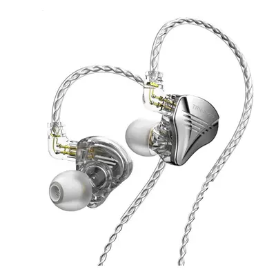 (Silver, Without Mic) Earphone Knowles 2BA+1DD Driver Hi-Fi Music Sports Earbuds Headset Detacha