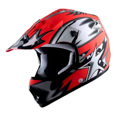 WOW Youth Kids Motocross BMX MX ATV Dirt Bike Helmet Star Matt Red