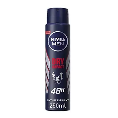 NIVEA MEN Anti-Perspirant Deodorant Spray, Dry Impact, Hours Deo, ml, Pack of