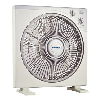 Sonashi Inch Rotating Front Louver Box Fan, Three Speed Settings, 50W SBF-7032 White/Grey