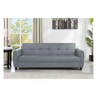 (Grey) Zinc 3STR PU Leather Sofa Bed with Hidden Storage