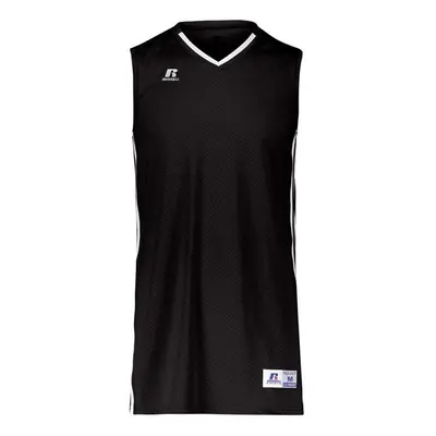 Russell 4B1VTM.BWH.2XL Adult Legacy Basketball Jersey, Black & White - 2XL