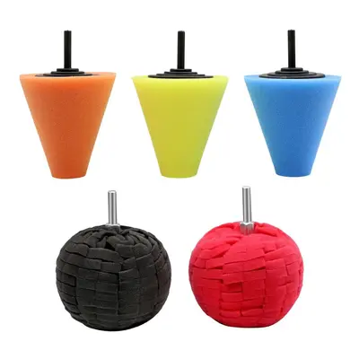 (5pcs) 5/6/7 Pcs Car Polish Buffing Cone Pads with Polishing Ball Pad For Wheel Corner Drill Kit