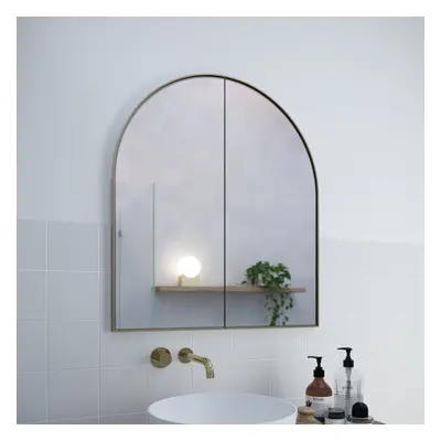 The Style Haus Satin Brass Arch Mirror Cabinet H860 x W760mm