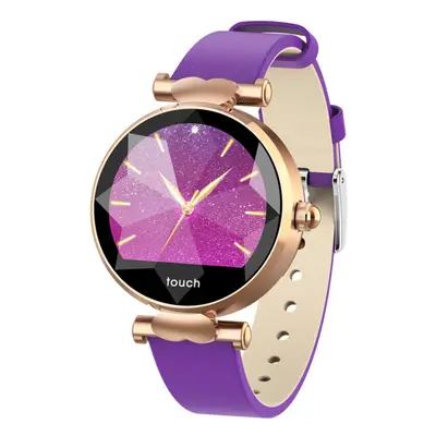 (Gold-purple) Female Menstrual Period Record Blood Pressure Leather Strap Fashion Smart Watch Wh