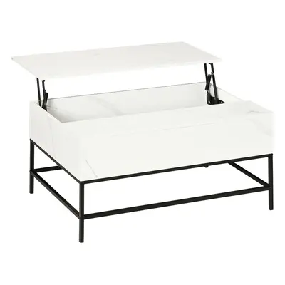 HOMCOM Lift Top Coffee Table W/ Hidden Storage Compartment, White