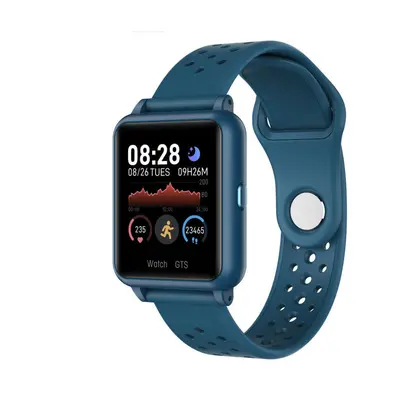 (Blue) Full Touch Screen Heart Rate Blood Pressure Oxygen Monitor Bluetooth Music Smart Watch