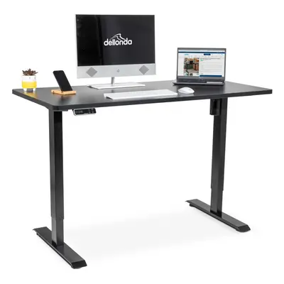 Black Electric Height Adjustable Standing Desk with Memory, Quiet, 1400x700mm - DH245