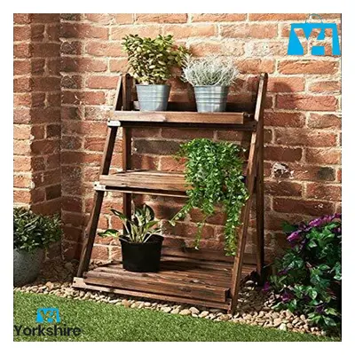 BURNTWOOD TIER FLOWER PLANT STAND GARDEN LADDER SHELF DISPLAY SHELVING RACK