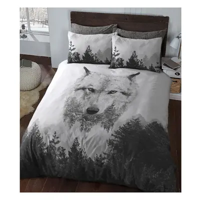 (Single) Reversible Polycotton Wolf Panel Duvet Cover Set