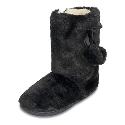 Polar Womens Faux Fur Slipper Boots - Memory Foam Indoor Bootie Slipper with Anti-Slip Rubber So