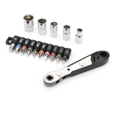 16Pcs Mini Ratchet Wrench Screwdriver Bit Set Driver Socket Accessories